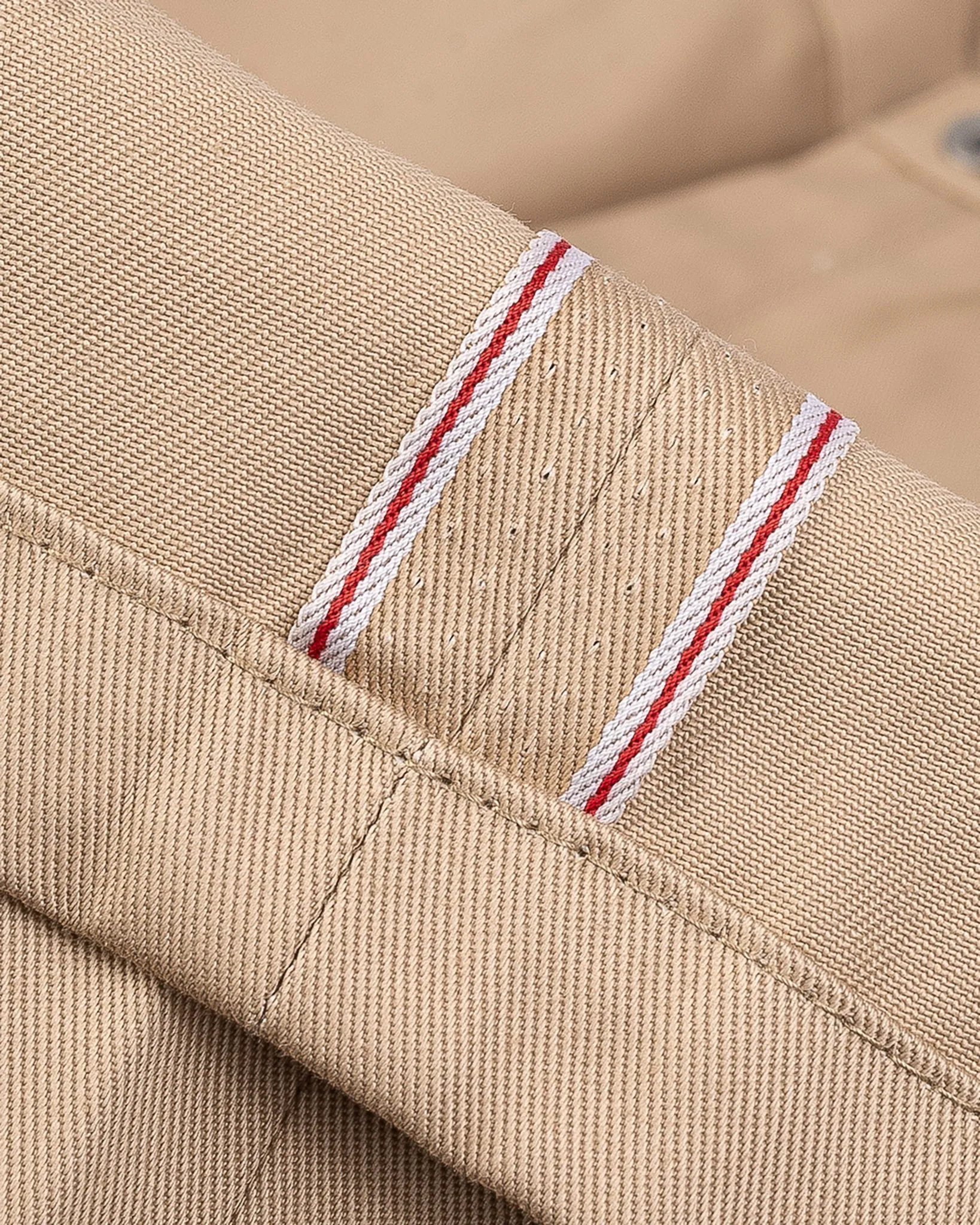 9oz Mercerised Selvedge Cotton Chinos - Khaki