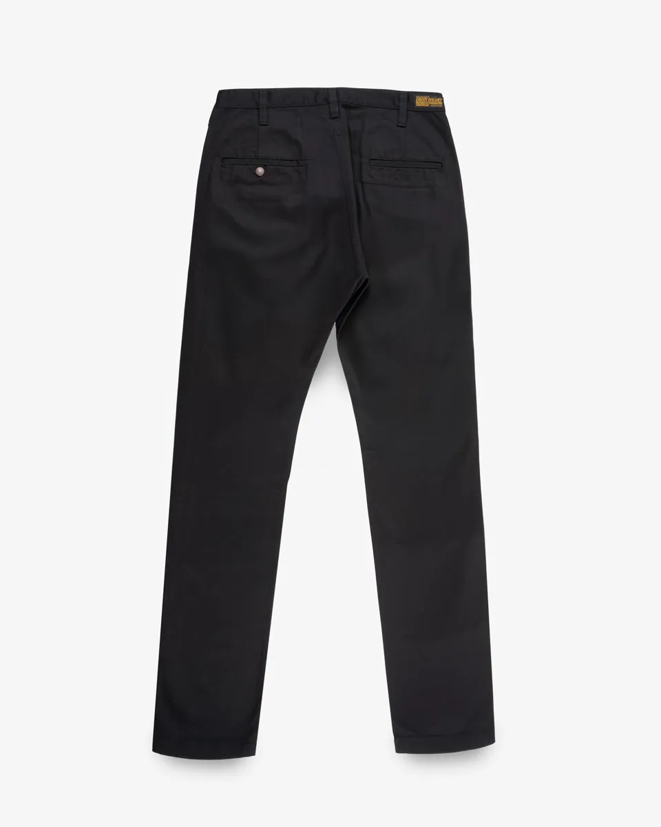 9oz Mercerised Selvedge Cotton Relaxed Tapered Cut Chinos - Black