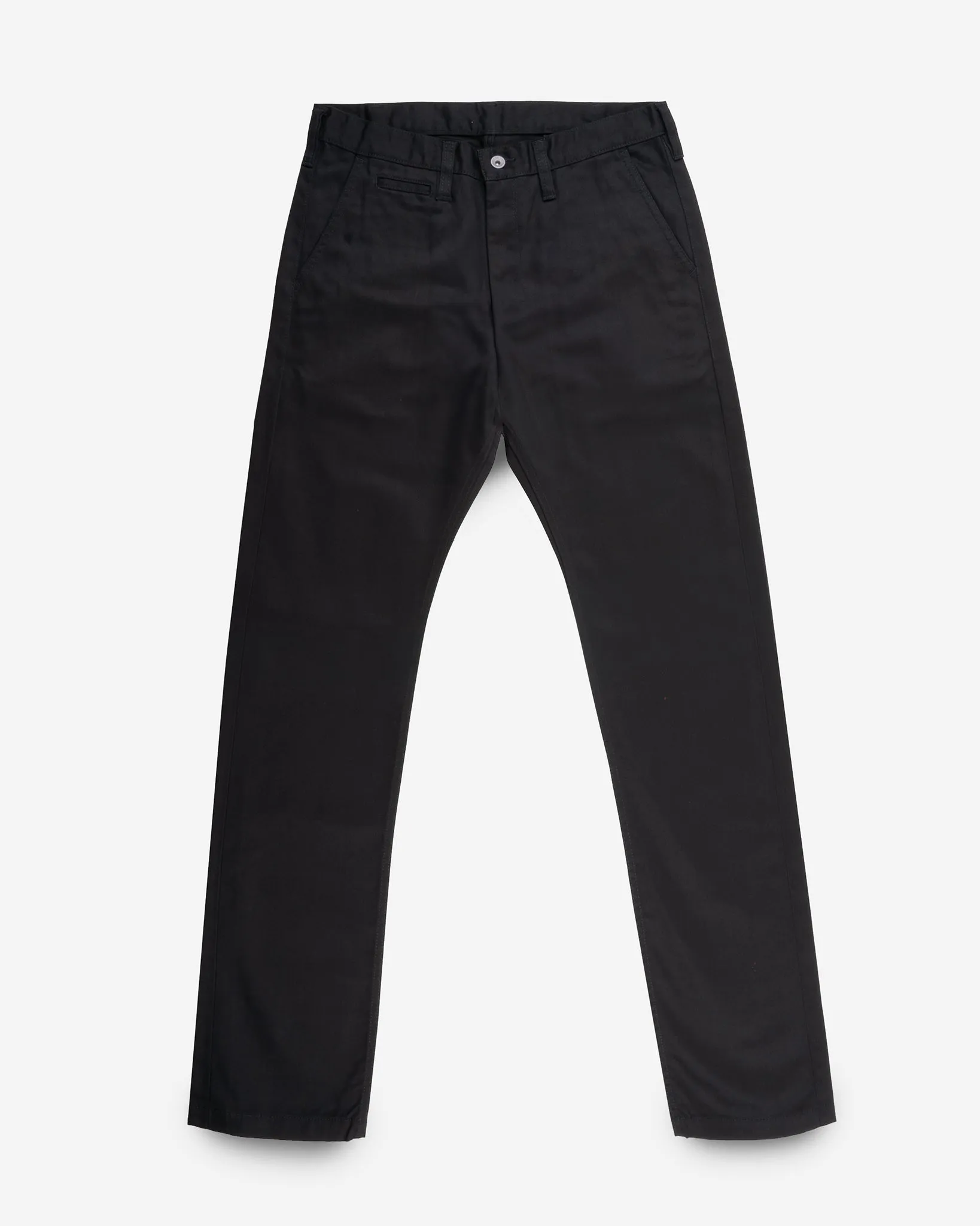 9oz Mercerised Selvedge Cotton Relaxed Tapered Cut Chinos - Black