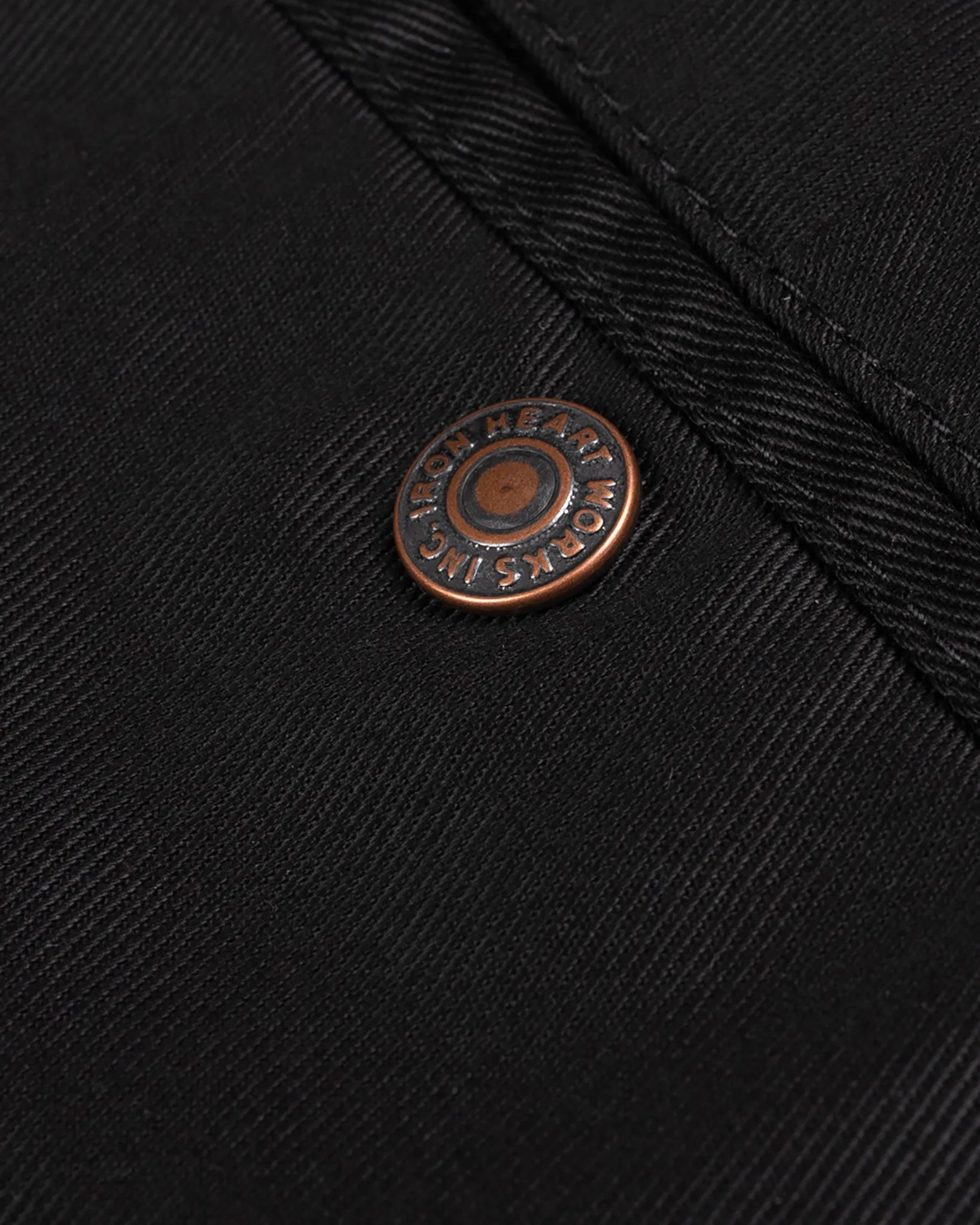 9oz Mercerised Selvedge Cotton Relaxed Tapered Cut Chinos - Black