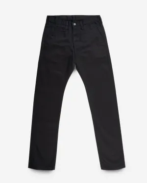 9oz Mercerised Selvedge Cotton Relaxed Tapered Cut Chinos - Black