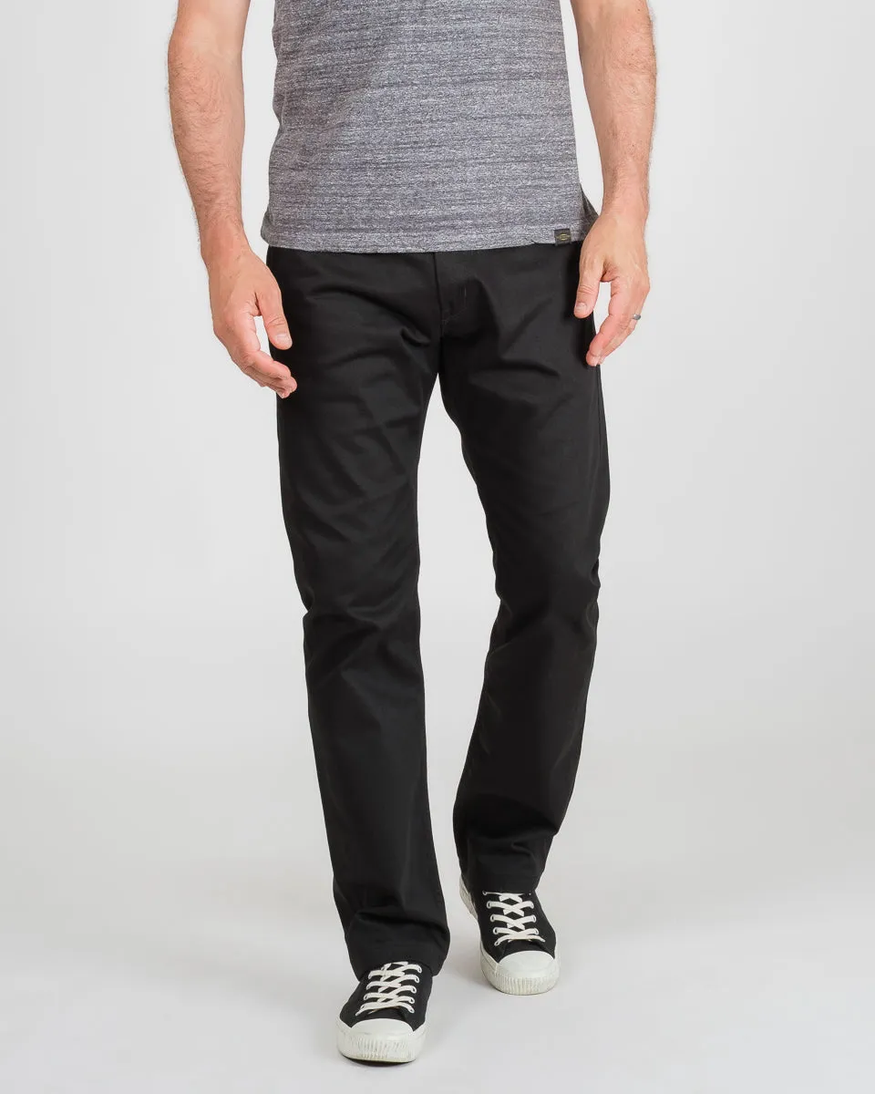 9oz Mercerised Selvedge Cotton Relaxed Tapered Cut Chinos - Black