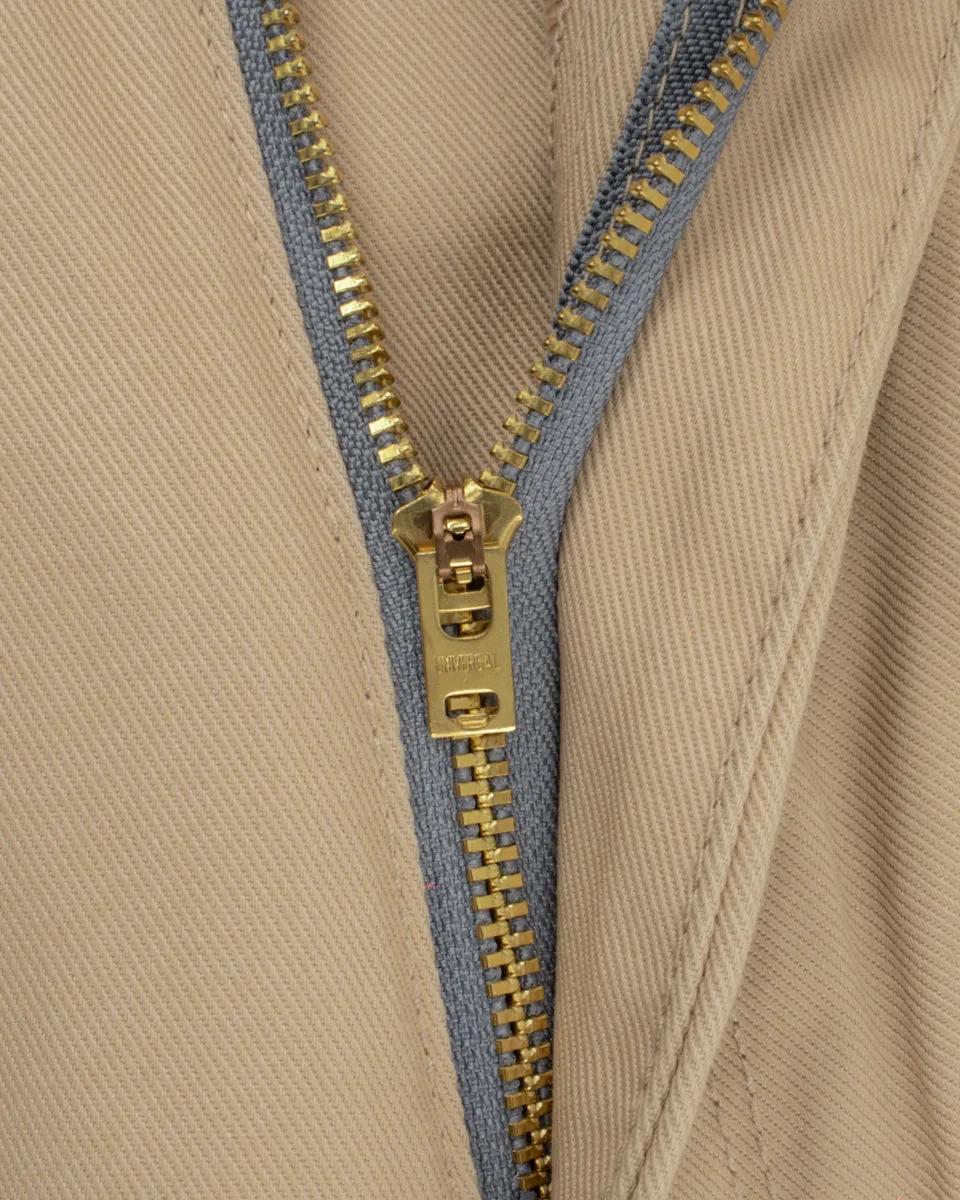 9oz Mercerised Selvedge Cotton Relaxed Tapered Cut Chinos - Khaki