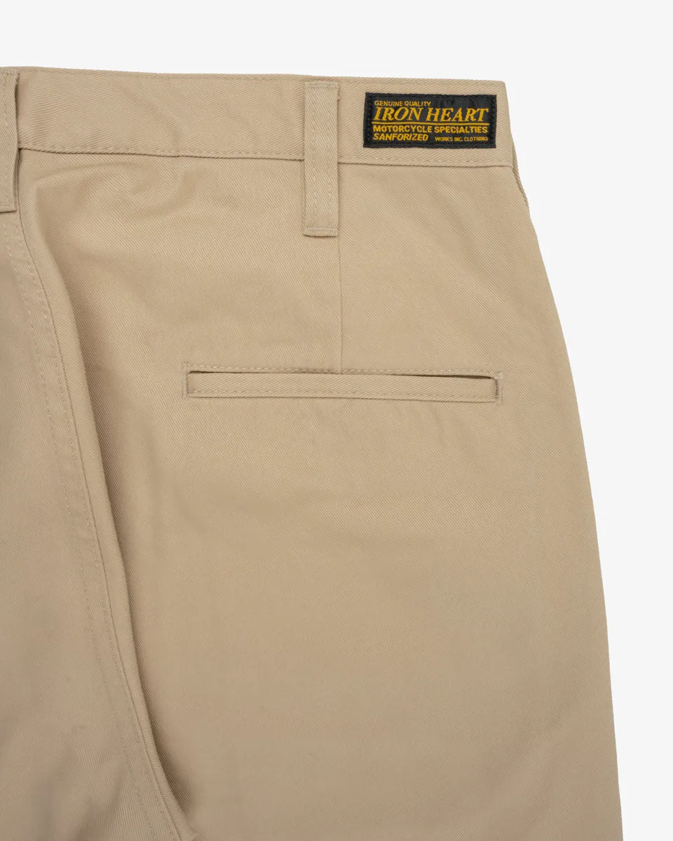 9oz Mercerised Selvedge Cotton Relaxed Tapered Cut Chinos - Khaki