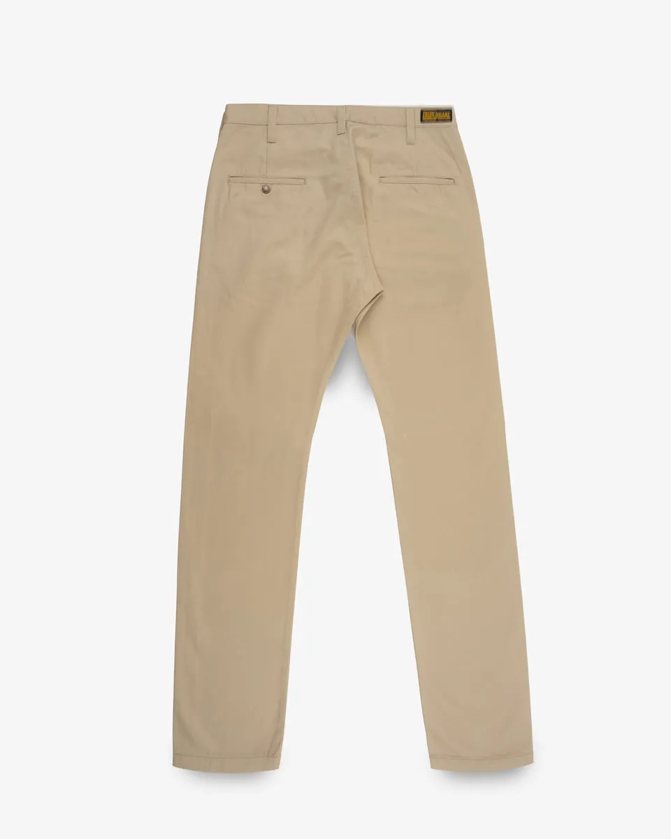 9oz Mercerised Selvedge Cotton Relaxed Tapered Cut Chinos - Khaki