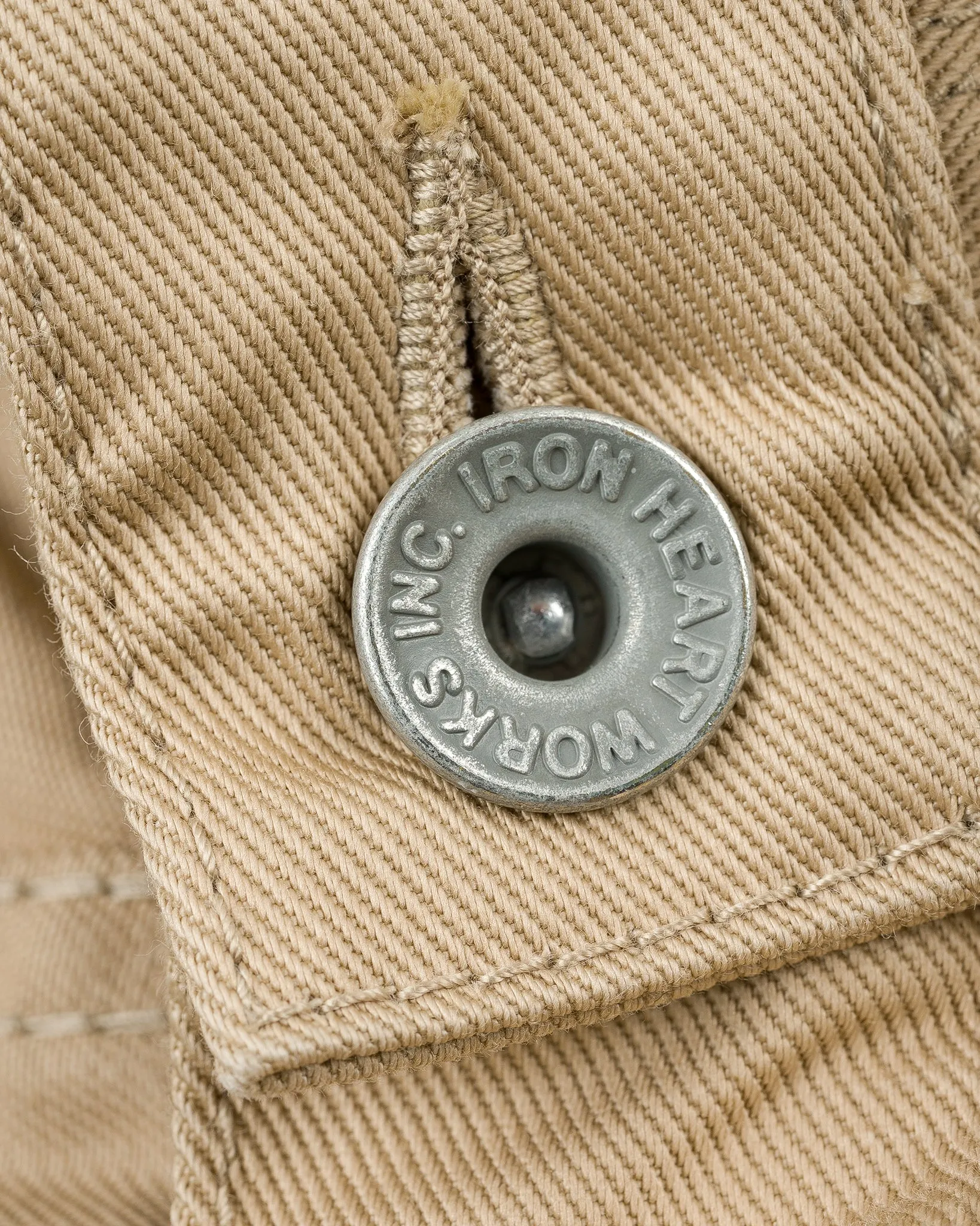 9oz Mercerised Selvedge Cotton Relaxed Tapered Cut Chinos - Khaki