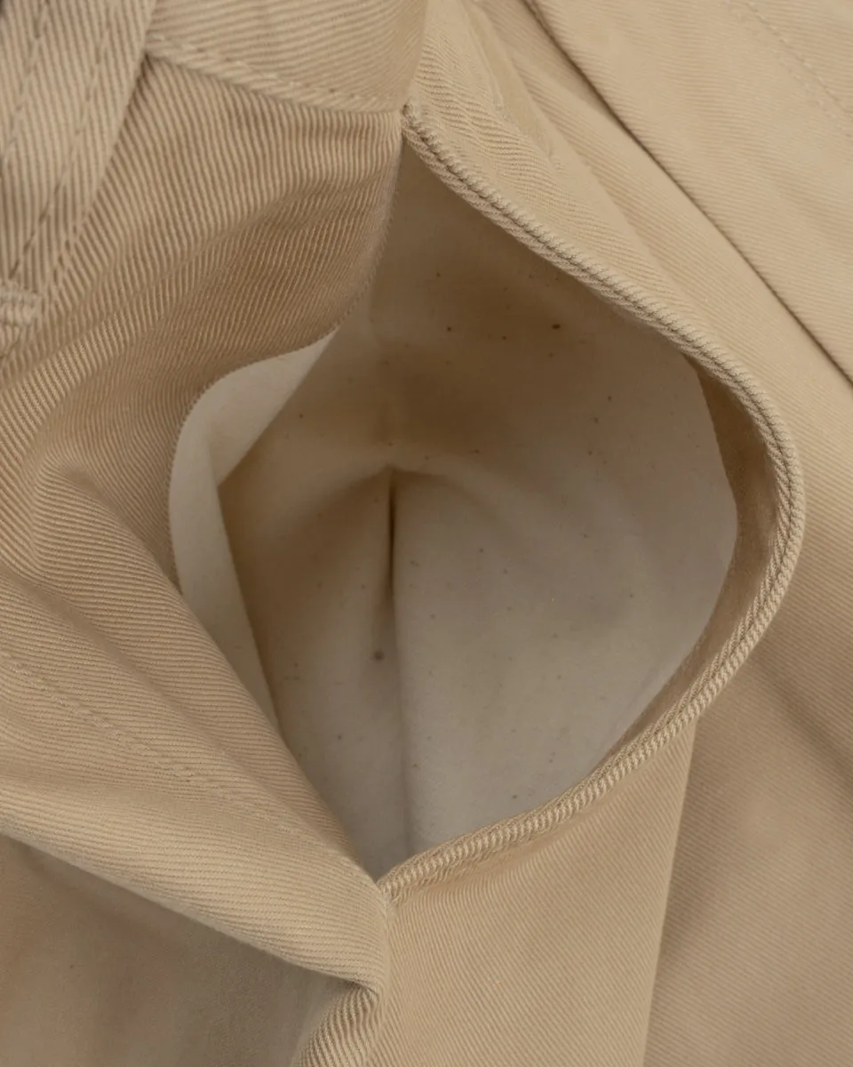9oz Mercerised Selvedge Cotton Relaxed Tapered Cut Chinos - Khaki