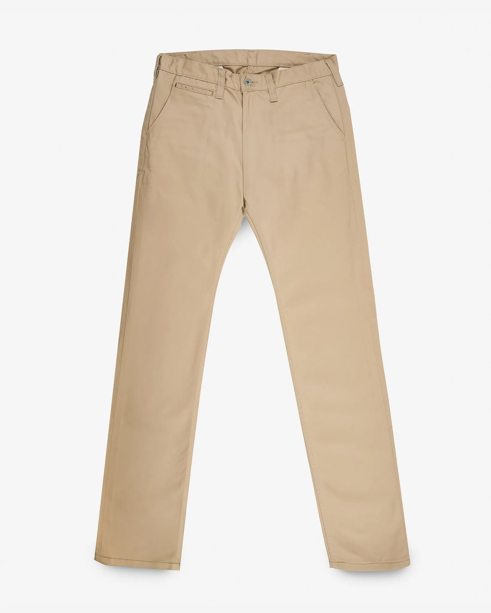 9oz Mercerised Selvedge Cotton Slim Tapered Chinos - Khaki