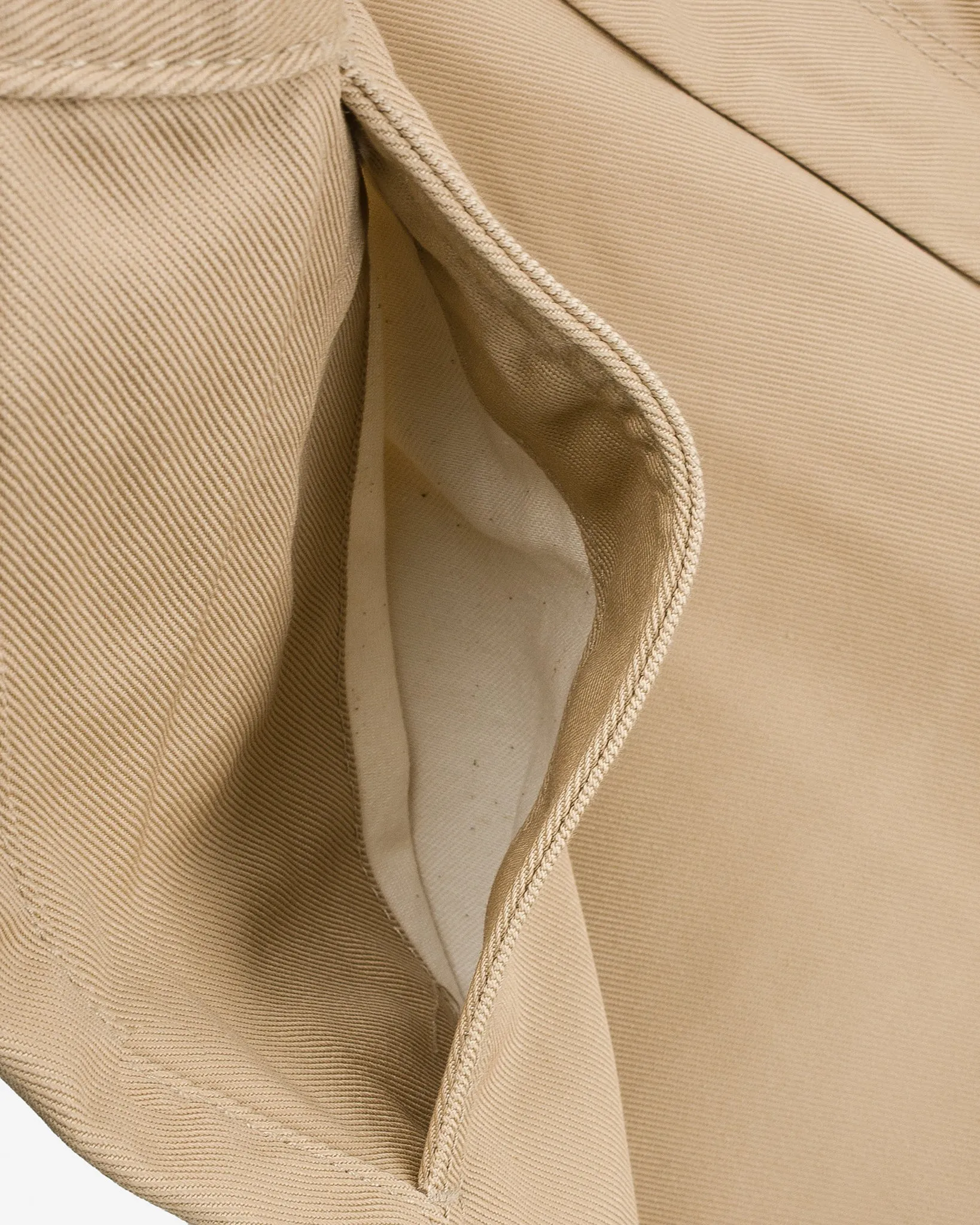 9oz Mercerised Selvedge Cotton Slim Tapered Chinos - Khaki
