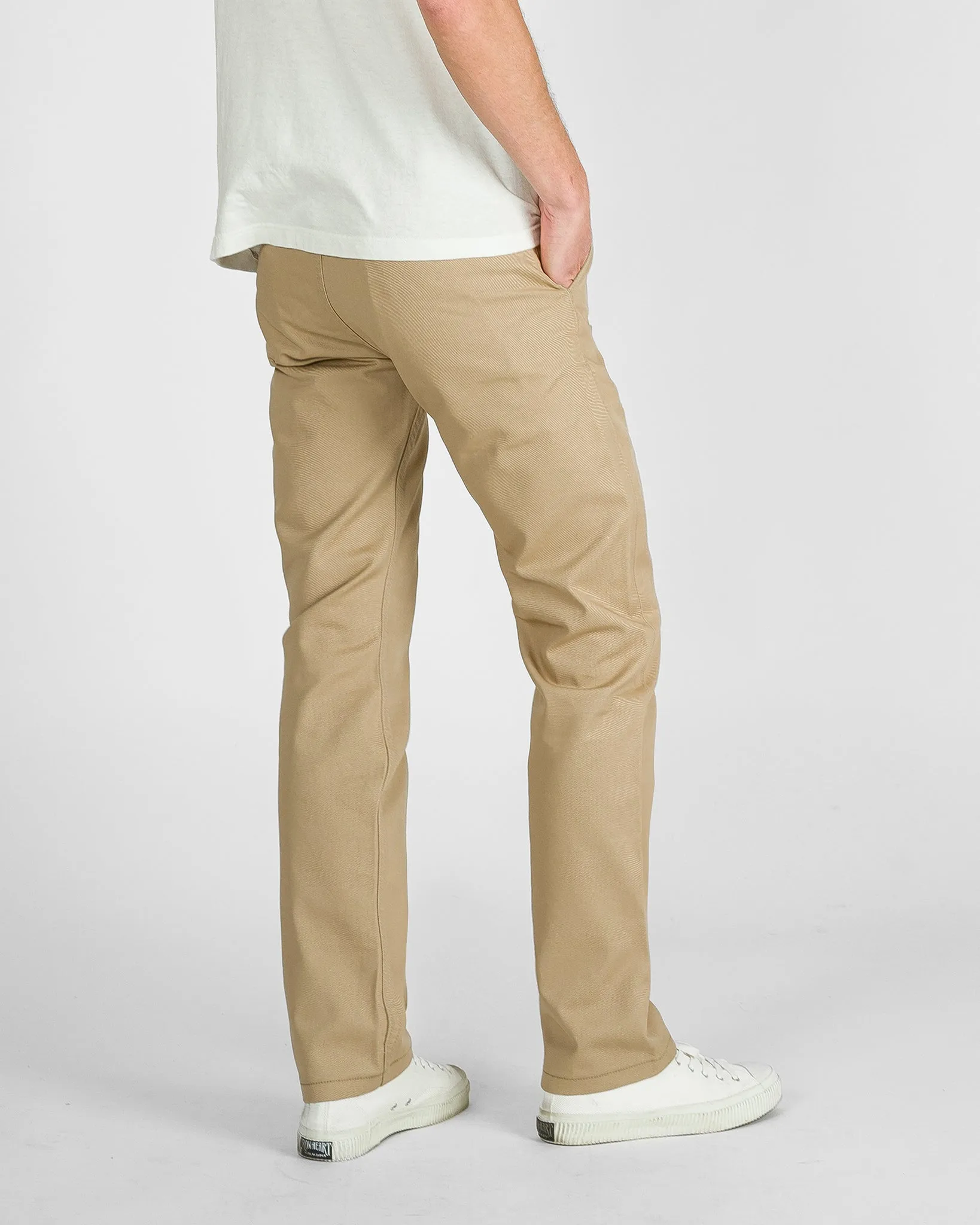 9oz Mercerised Selvedge Cotton Slim Tapered Chinos - Khaki
