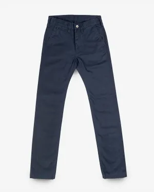 9oz Mercerised Selvedge Cotton Slim Tapered Chinos - Navy