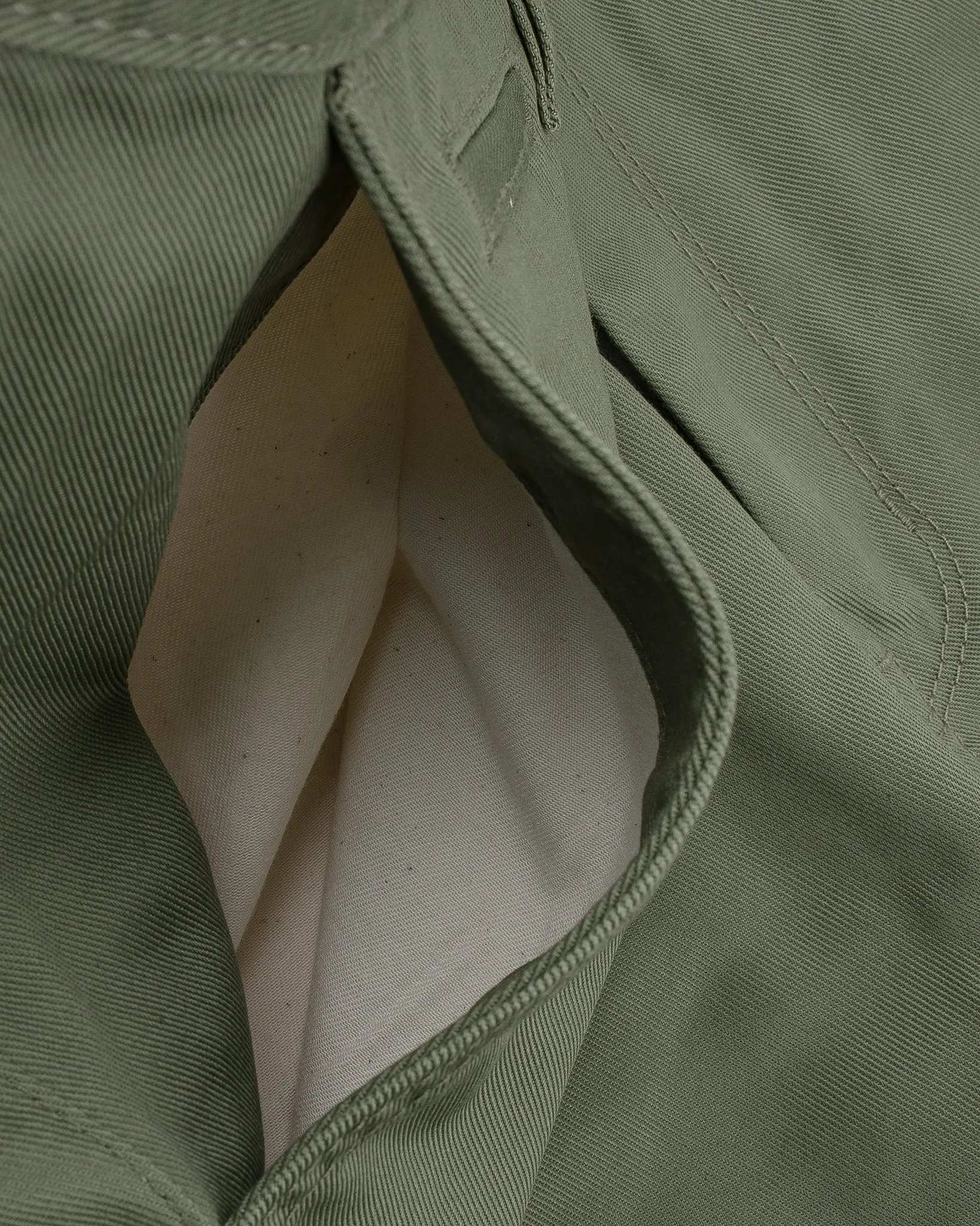 9oz Mercerised Selvedge Cotton Slim Tapered Chinos - Olive
