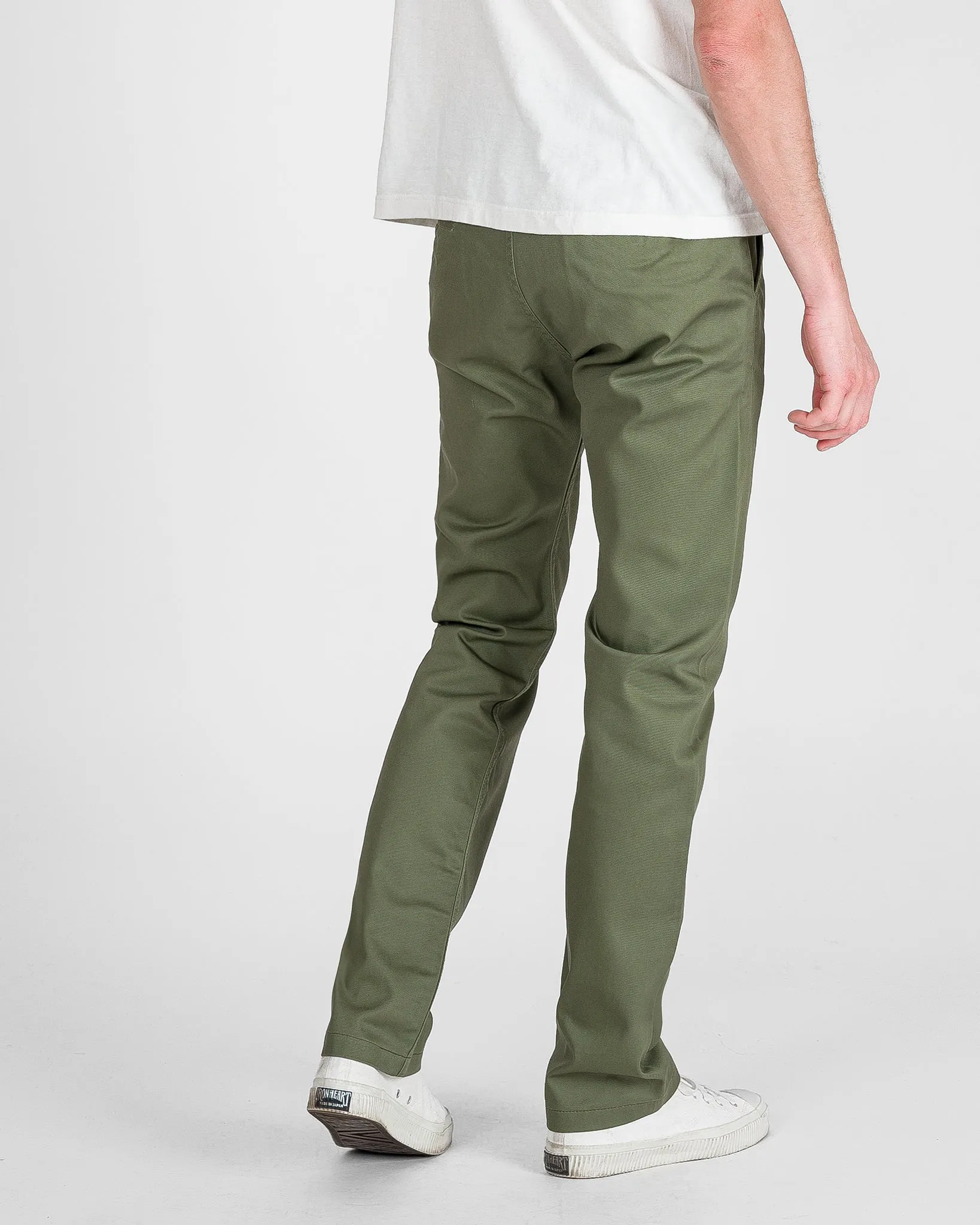 9oz Mercerised Selvedge Cotton Slim Tapered Chinos - Olive