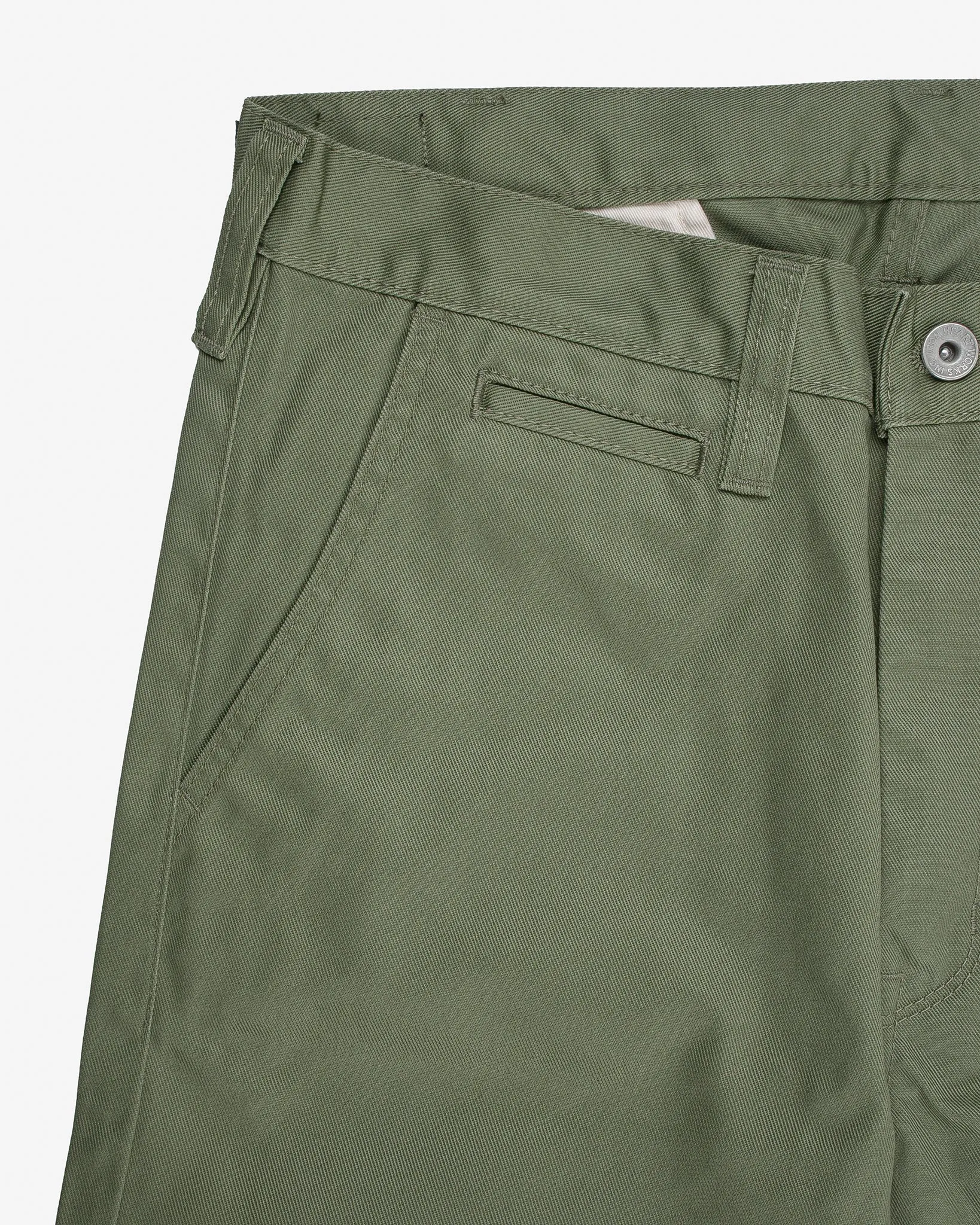 9oz Mercerised Selvedge Cotton Slim Tapered Chinos - Olive