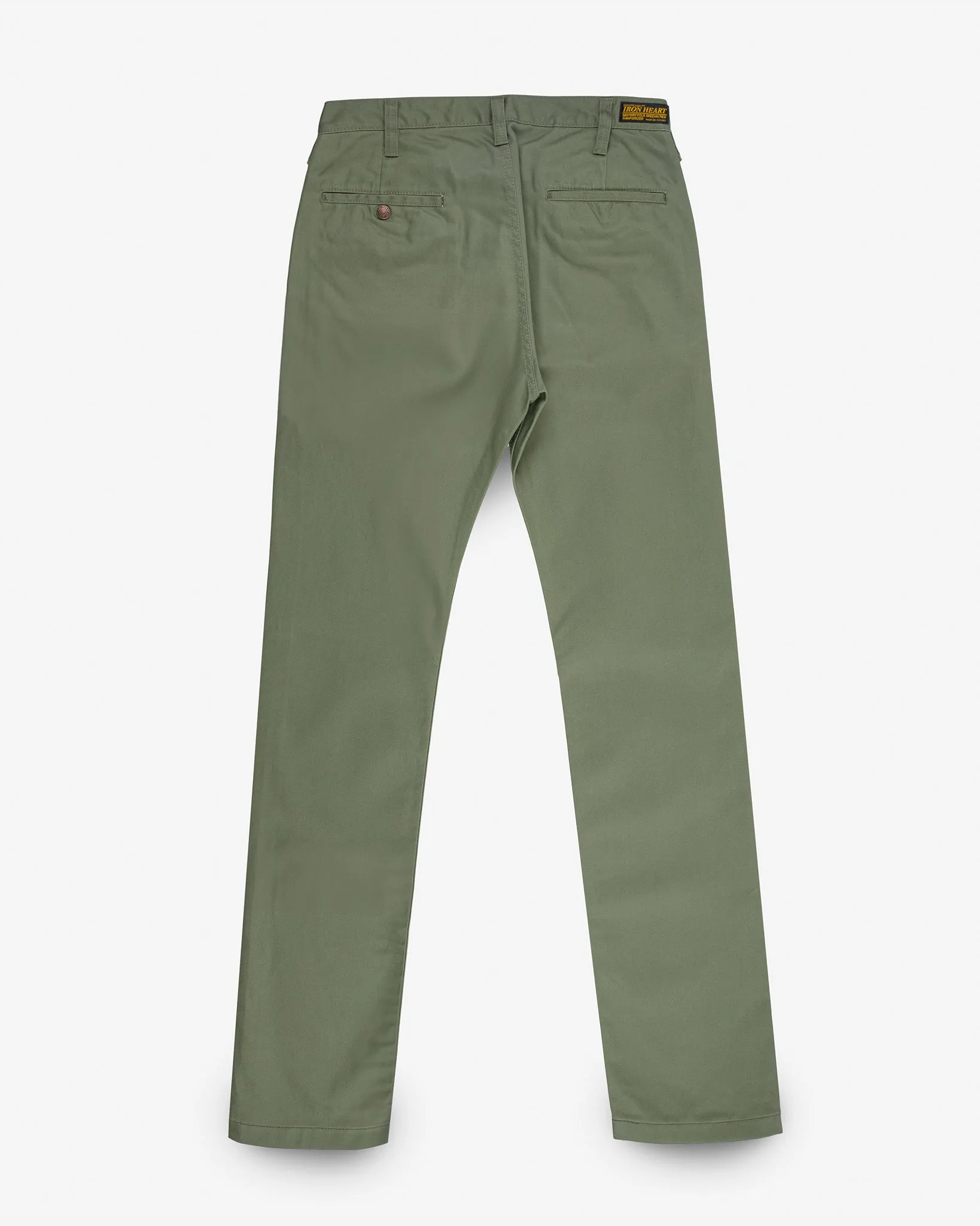9oz Mercerised Selvedge Cotton Slim Tapered Chinos - Olive