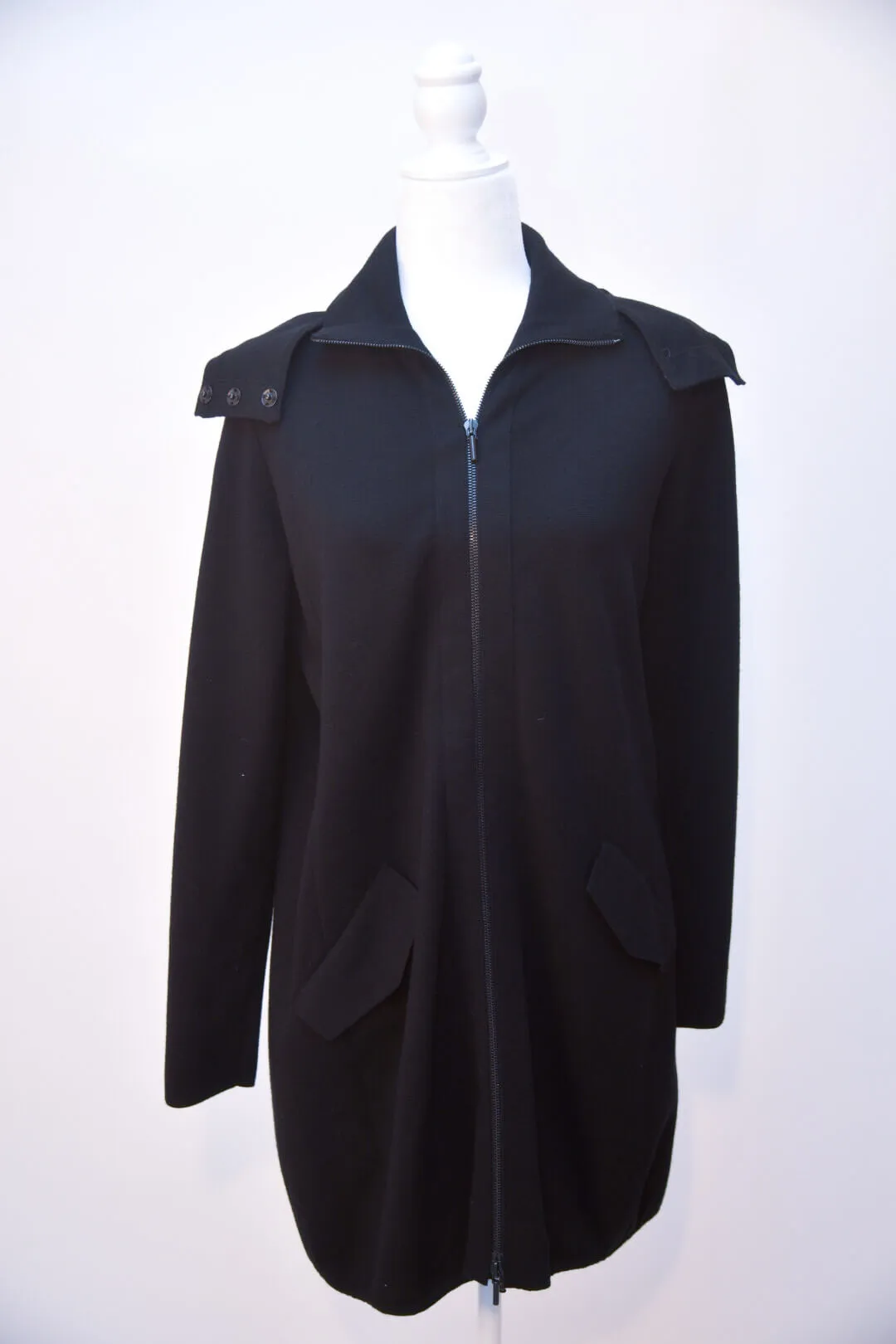 Akris Full Zip Knit Cardigan with Zip off Hood - Black