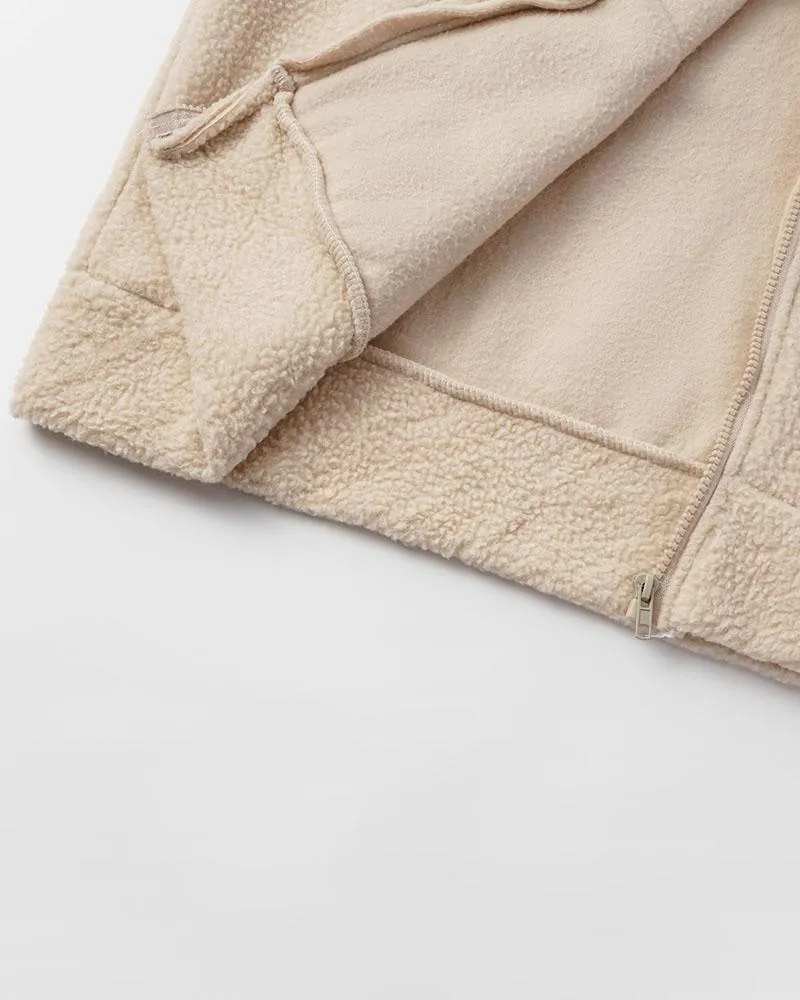 Bear Ear Fuzzy Zip Up Hooded Jacket
