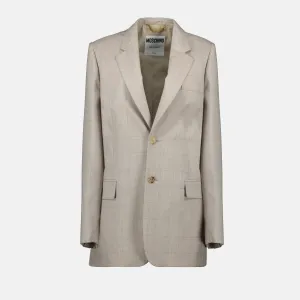 Beige Checkered Blazer