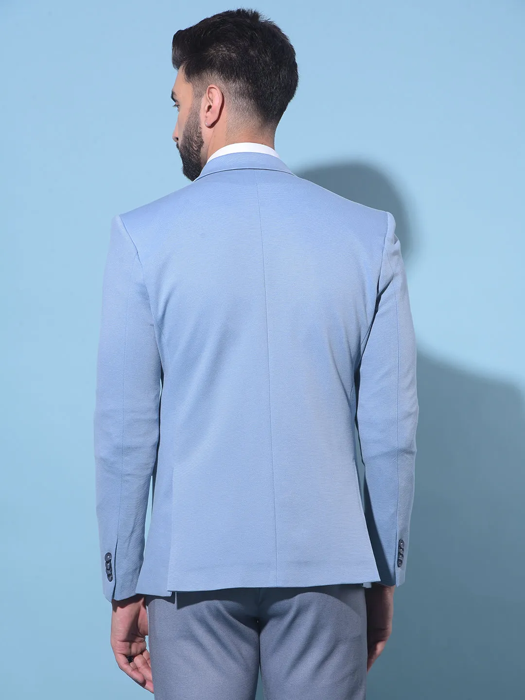 Blue Single-Breasted Blazer