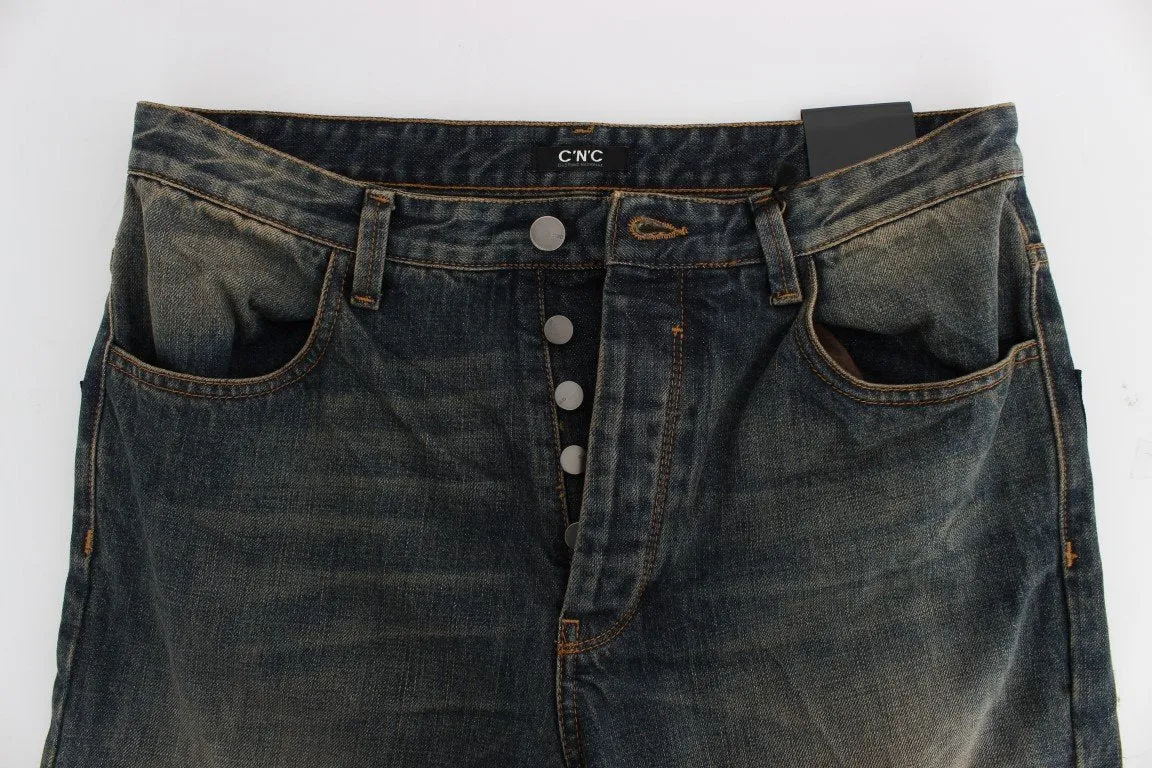 Blue Wash Chinos 50s Fit Cotton Jeans