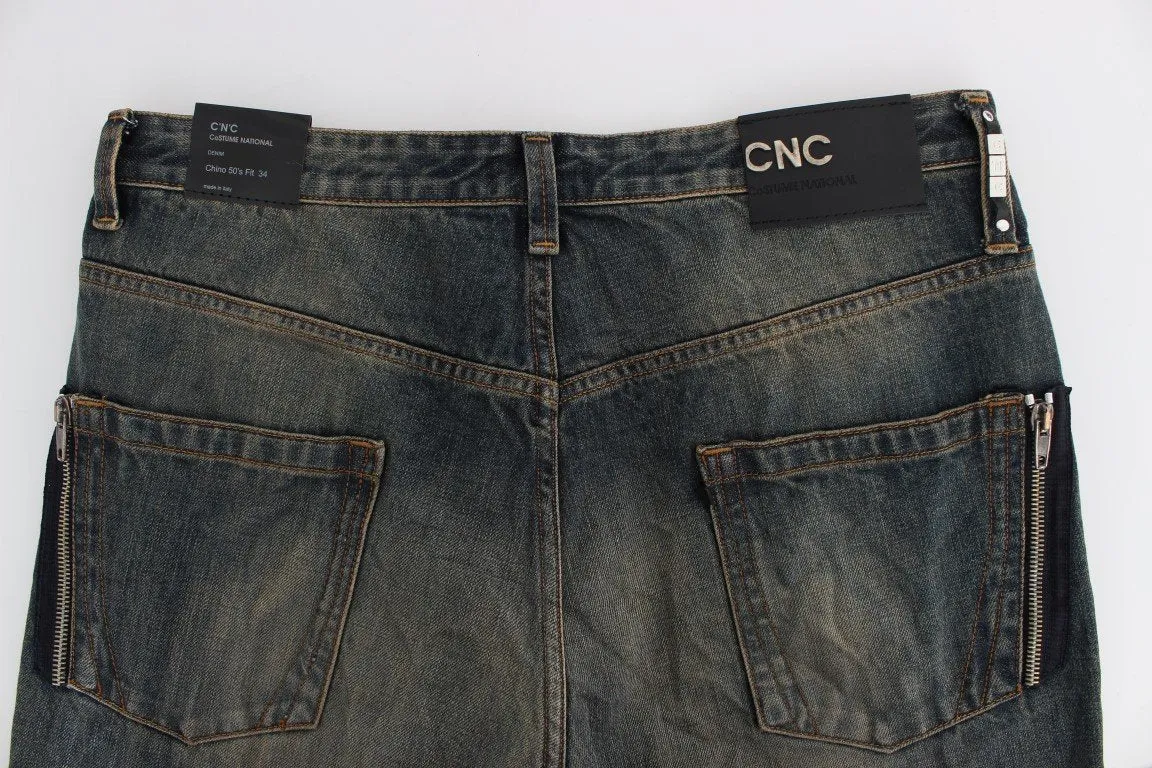 Blue Wash Chinos 50s Fit Cotton Jeans