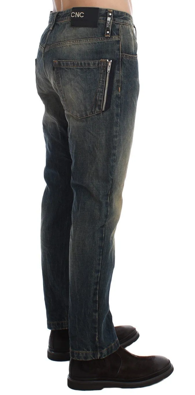 Blue Wash Chinos 50s Fit Cotton Jeans