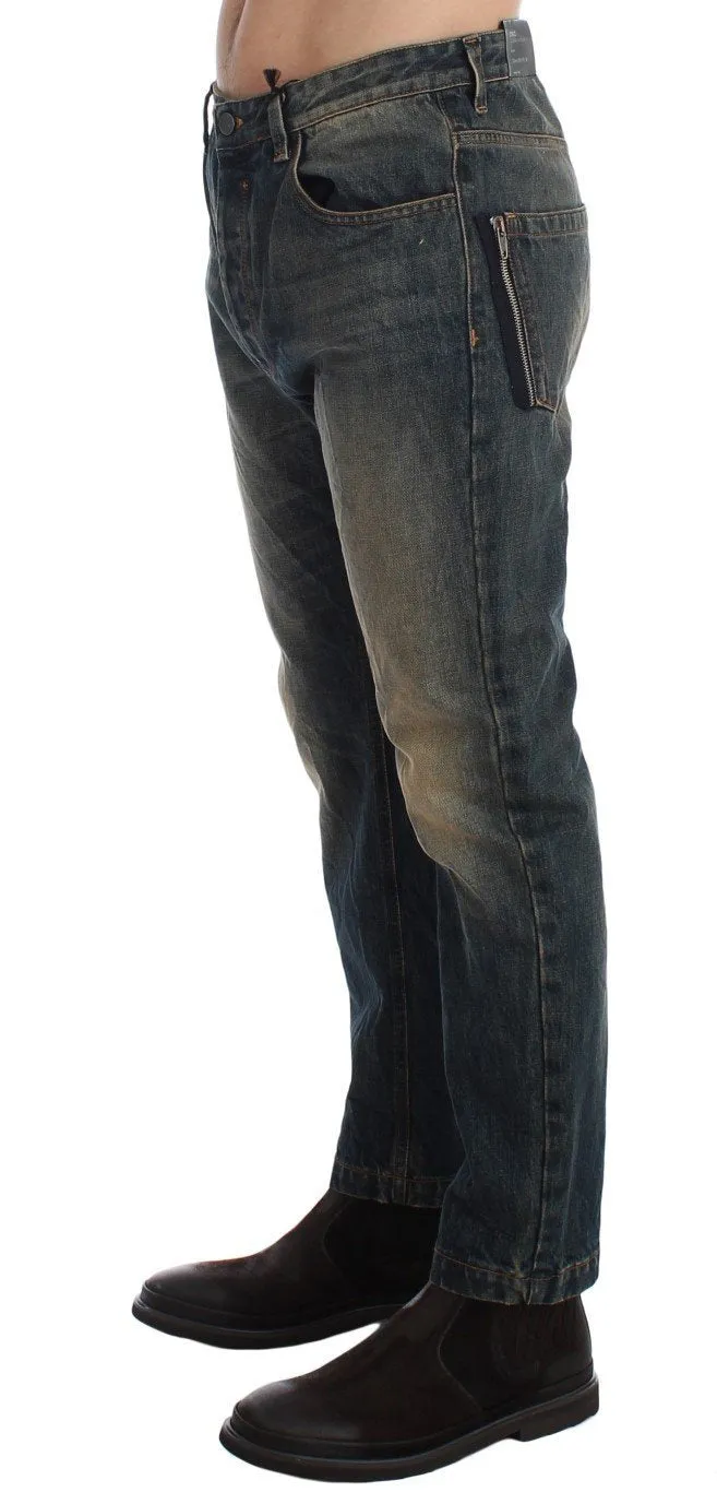 Blue Wash Chinos 50s Fit Cotton Jeans
