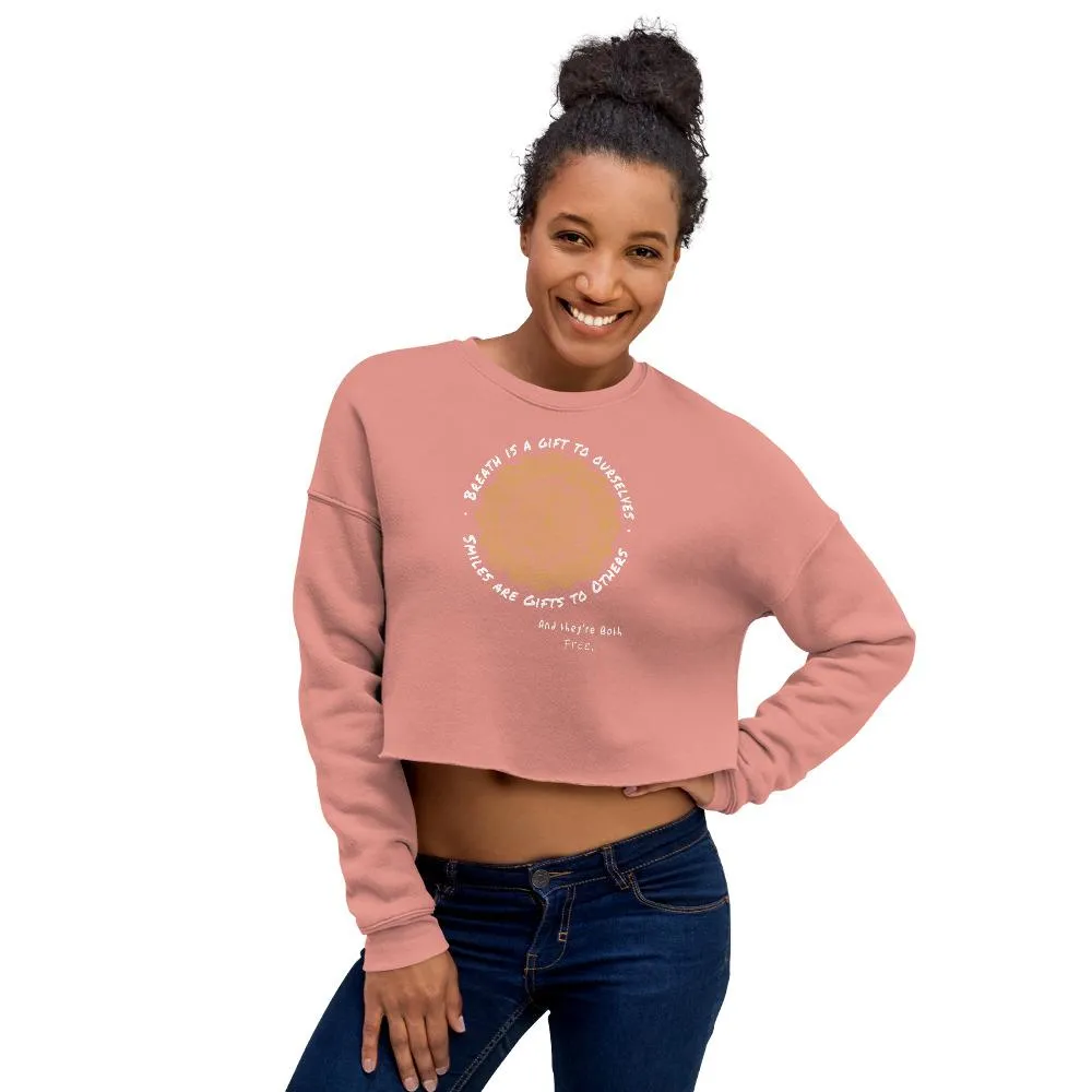 Crop Hoodie - Breath & Smiles Uplifting Reminder