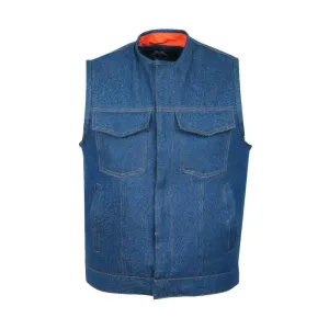 Cut off Blue Denim Mens Waiscoat-Gilet Biker