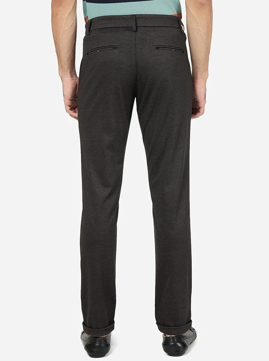 Dark Brown Solid Venice Fit Casual Trouser | JadeBlue