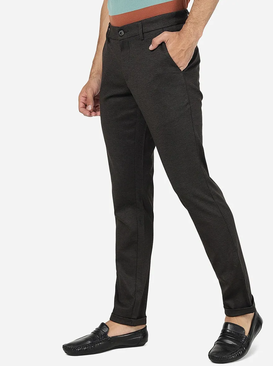 Dark Brown Solid Venice Fit Casual Trouser | JadeBlue