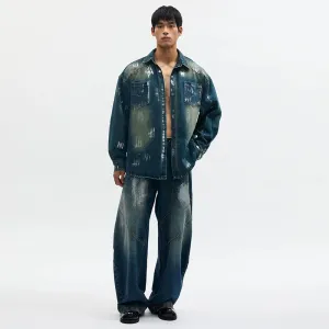 Denim Jacket and Wide-Leg Pants Set