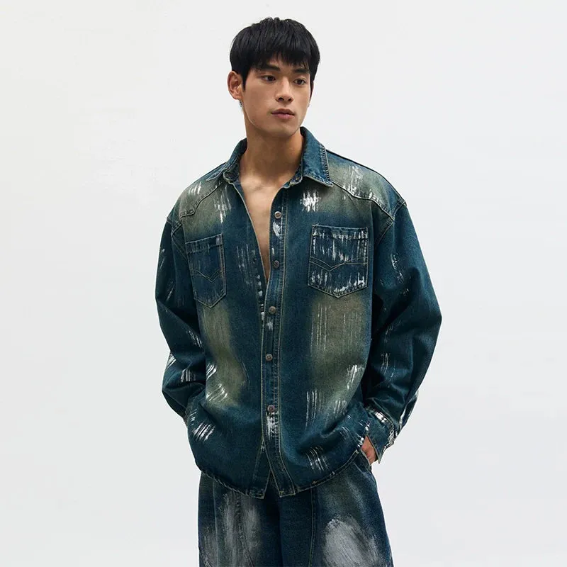 Denim Jacket and Wide-Leg Pants Set