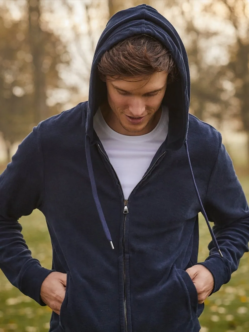 Derek Rose Terry Cotton Hoodie | Navy