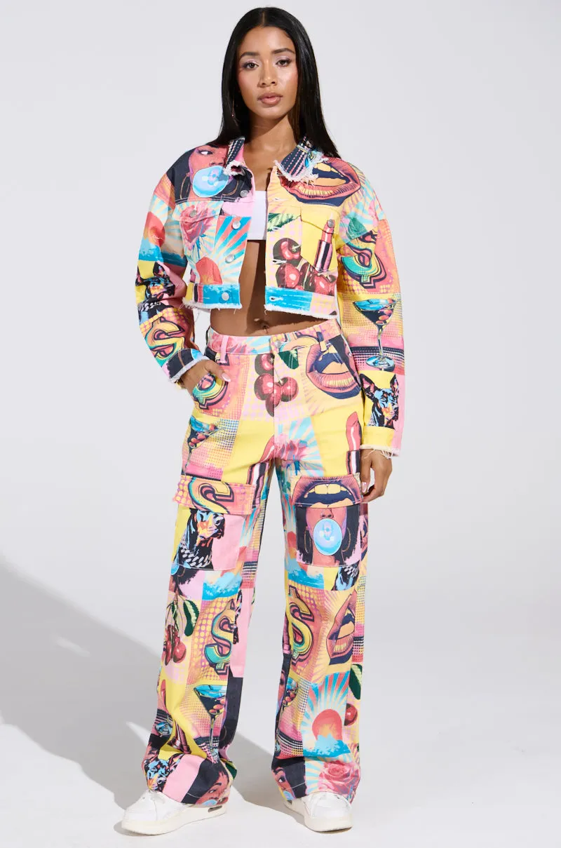 ELECTRIC PRINTED DENIM JACKET