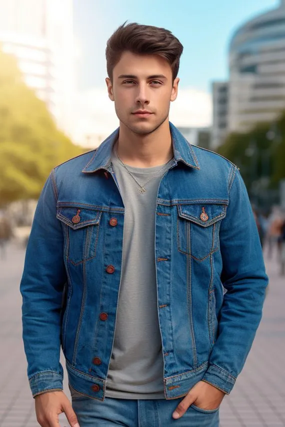 Evergreen Denim Jacket-Sky blue