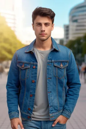 Evergreen Denim Jacket-Sky blue