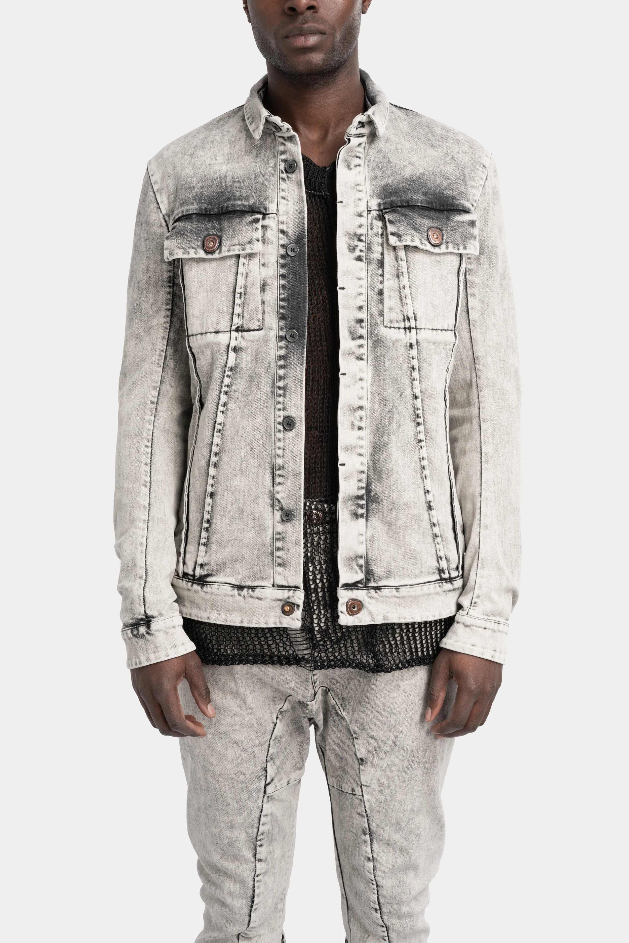 External seams denim jacket, Dirt white