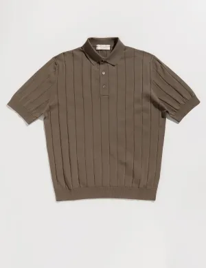 FINAL SALE: Solid Cotton Polo Shirt with Ribbing - Warm Charcoal