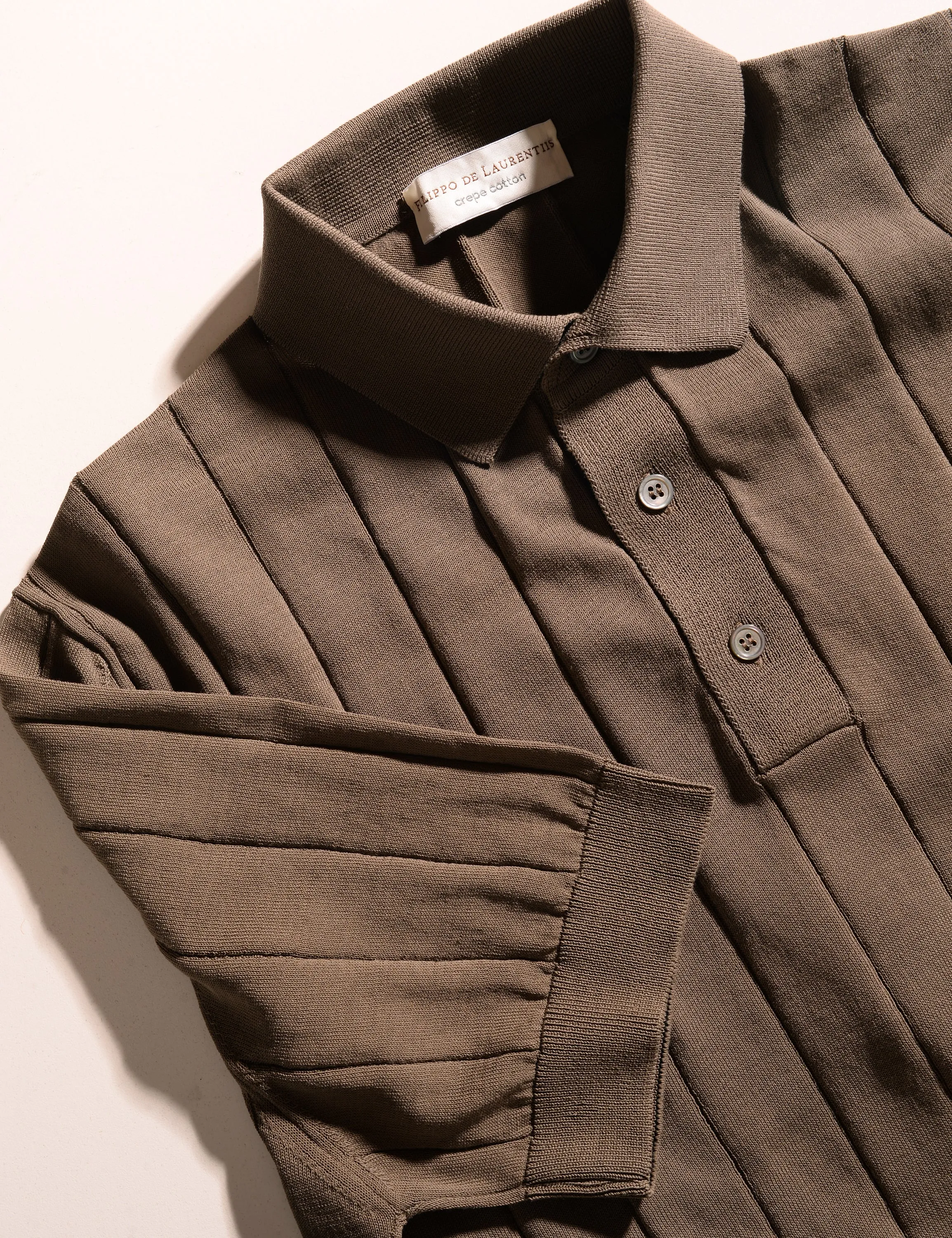 FINAL SALE: Solid Cotton Polo Shirt with Ribbing - Warm Charcoal