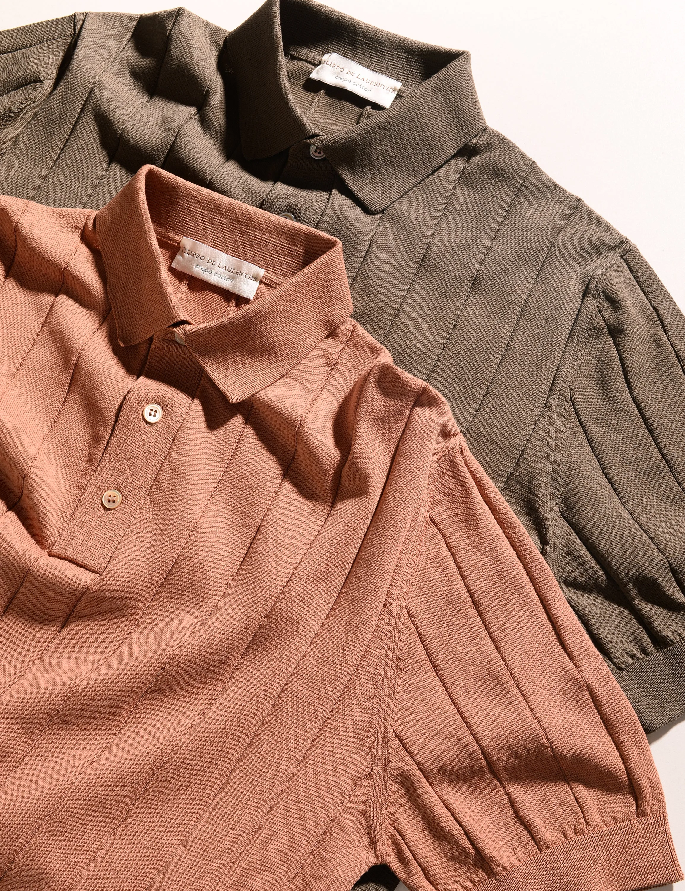FINAL SALE: Solid Cotton Polo Shirt with Ribbing - Warm Charcoal