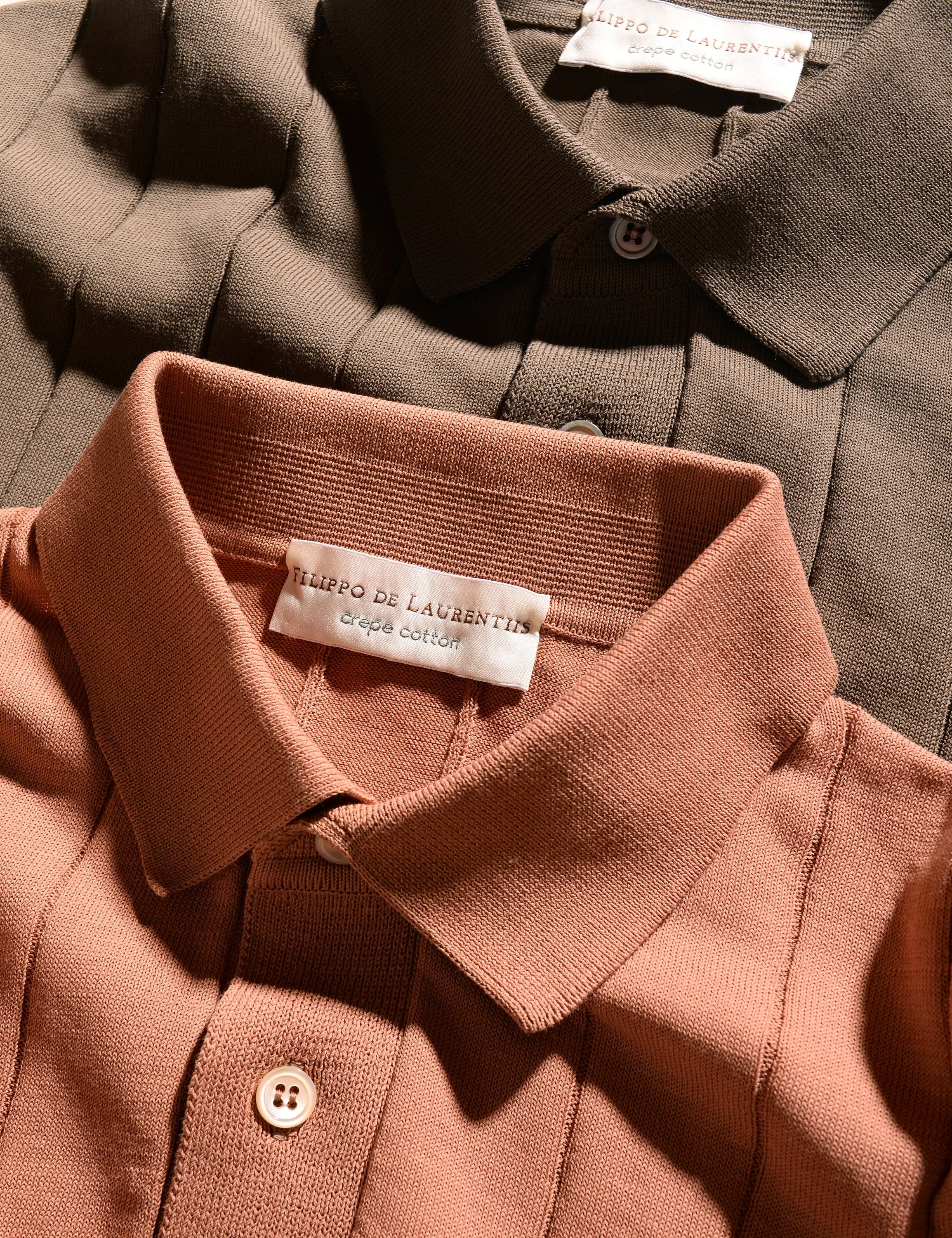 FINAL SALE: Solid Cotton Polo Shirt with Ribbing - Warm Charcoal