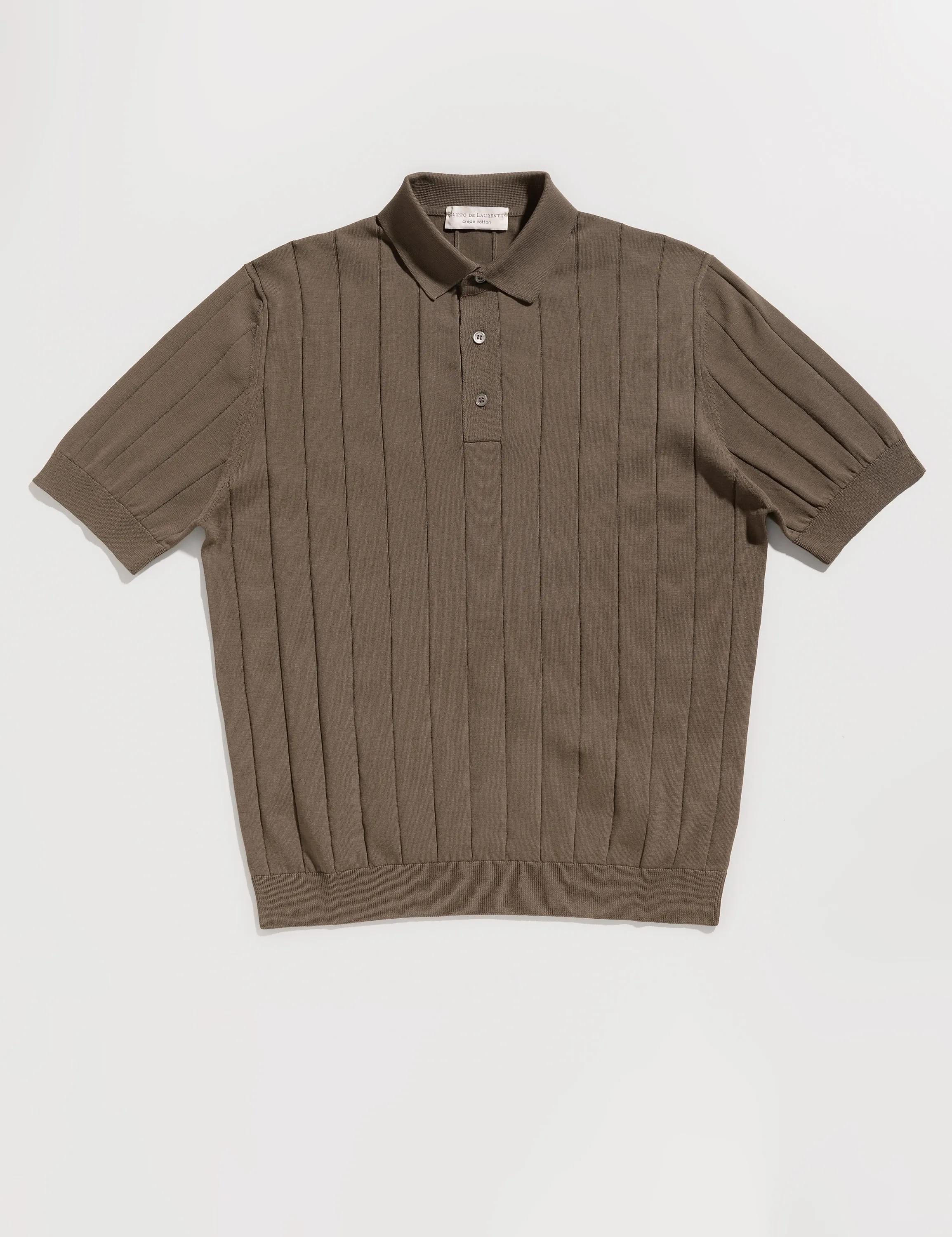 FINAL SALE: Solid Cotton Polo Shirt with Ribbing - Warm Charcoal