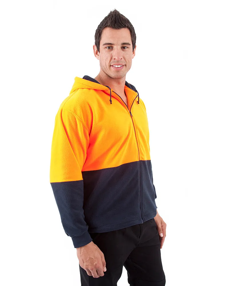 Full Zip Polar Fleece Hoodie - Orange/Navy