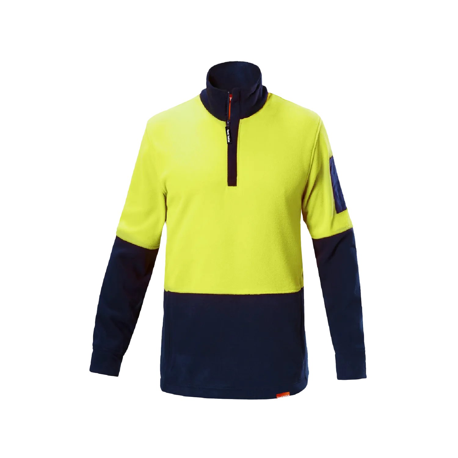 Hard Yakka Men's Hi Vis 2 Tone 1/4 Zip Brushed Fleece Jumper - Yellow/Navy