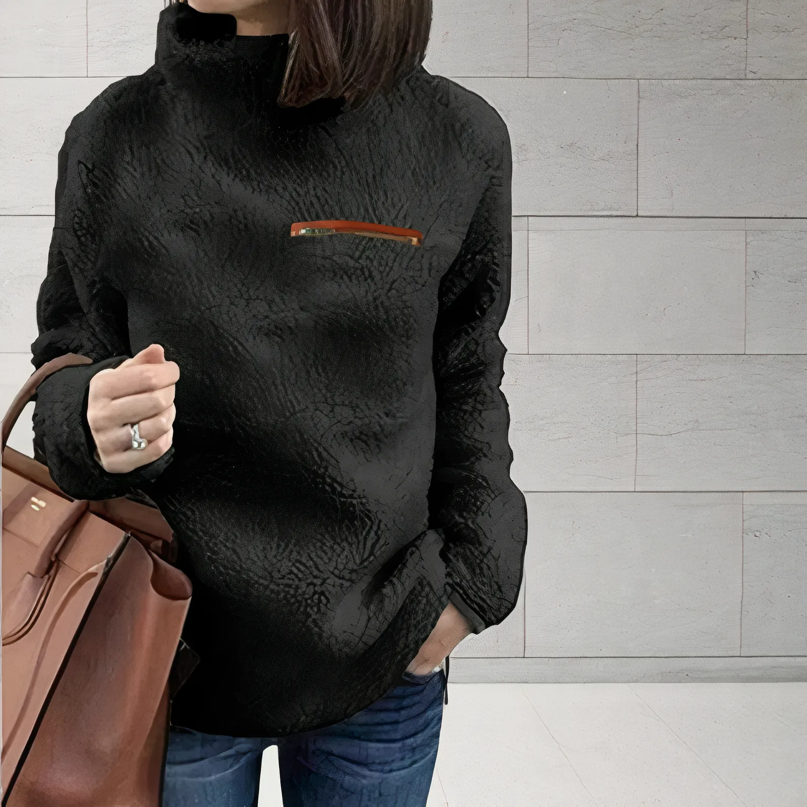 Janice™ wool turtleneck sweater with print (women)