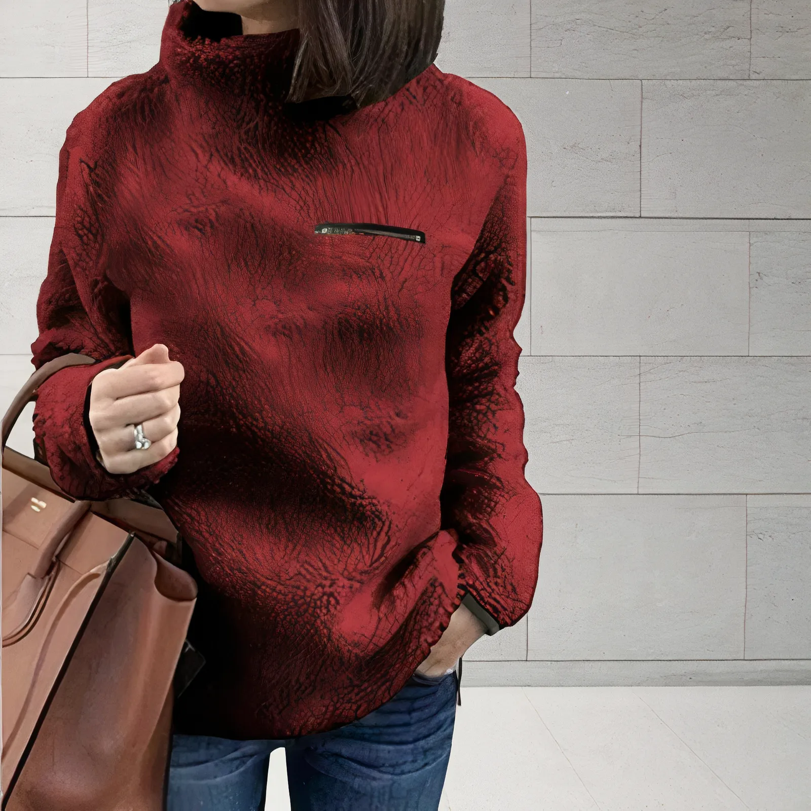 Janice™ wool turtleneck sweater with print (women)