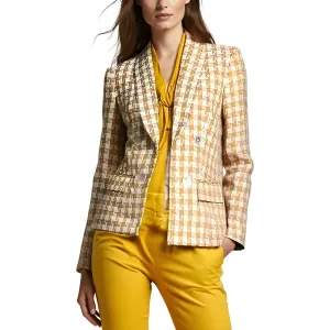 Kasper Womens Houndstooth  Double-Breasted Blazer