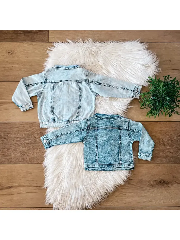 Kids Acid Washed Denim Jacket with Pockets | Unique Fashion Statement for Girls and Boys | Available in Five Sizes