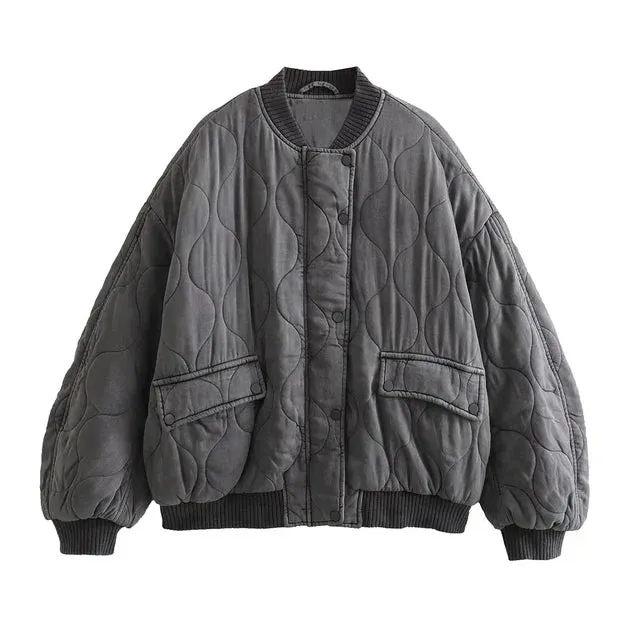 Léna - Women's casual grey bomber